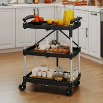 Uforic 3-Tier Collapsible Utility Cart with 360° Swivel Wheels, 115 lb Load Capacity per Shelf, Portable for Home and Office