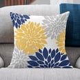 thumbnail image 2 of Navy Blue Yellow Pillow Covers 16x16 Inch Set of 2,Mustard Yellow Dahlia Flower Throw Pillows Case,Modern Geometry Decorative Linen Square Cushion Covers Outdoor Decor for Home Living Room Sofa Bed, 2 of 6