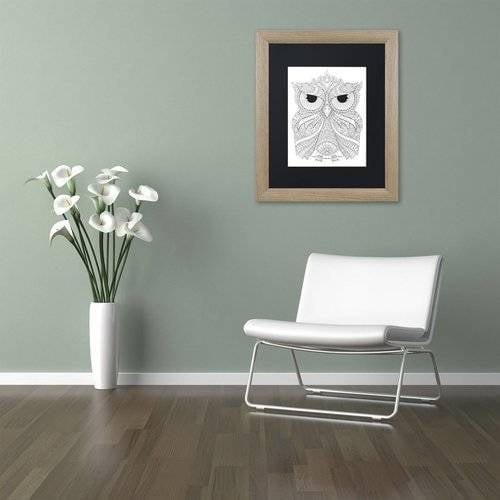Trademark Fine Art "Night Owls 4" Canvas Art by Hello Angel, Black Matte, Birch Frame