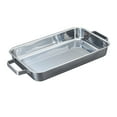 thumbnail image 4 of Bandeja para hornear pescado de acero inoxidable, plato para servir con asas, sartén para pescado resistente, bandeja para asar, Rectangular para Plata 38cm, 4 of 8