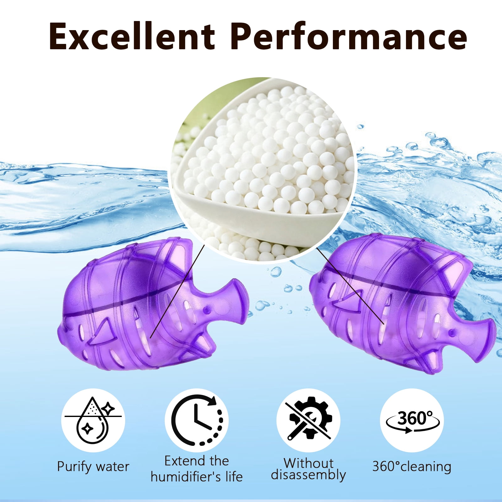 Arcticwind 15 Pack Humidifier Cleaning Fish, Humidifier Cleaner for Humidifiers and Fish Tanks, Purifies Water, Prevents Hard Water Build-Up, Reduces Scale,Purple