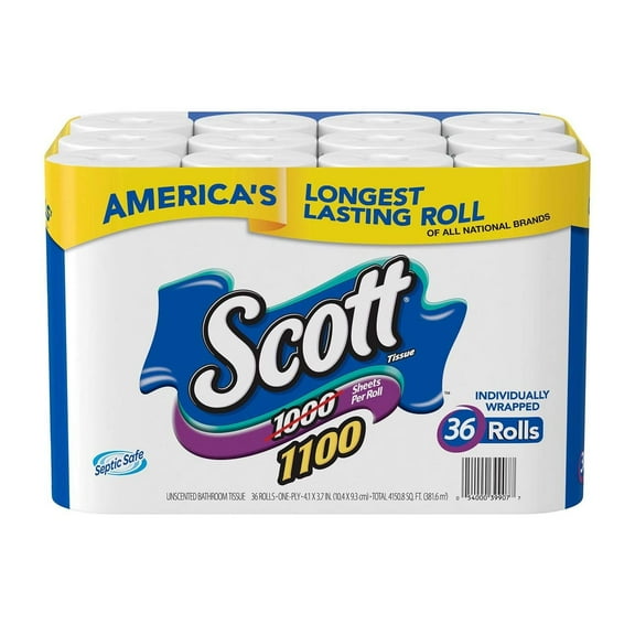 Scott Bath Tissue, 36 Bonus Pack 1,100 Sheets per Roll