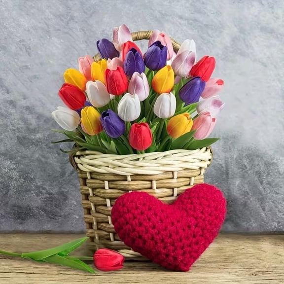 6 Pieces Colorful Artificial Tulip Bouquet - Realistic Fake Tulips for Home Decoration, Valentine's Day, Mother's Day, and Easter