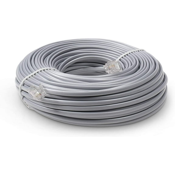 THE CIMPLE CO - 50 FT Feet Modular Phone Line Cord - High Quality 2 Conductor - Grey - 1 Pack