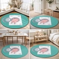 thumbnail image 4 of Round Area Rugs 4Ft, Pink Pig Non-Slip Washable Circle Rugs Carpet, Teal Laundry Room Washing Machine Indoor Outdoor Rug Floor Mats Throw Runner for Bedroom Living Room Bathroom, 4 of 8