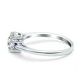 thumbnail image 2 of Simulated Cubic Zirconia Size-5 Art Deco Heart Three Stone Wedding Bridal Ring Round Blue Sapphire CZ 925 Sterling Silver, 2 of 7