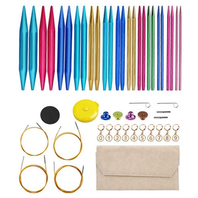 Aluminum Interchangeable Sewing Crochet Needles Circular Knitting Needles Set Weaving Yarn Knitting Tools Weave Kit C