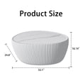 thumbnail image 3 of 32" Oval Coffee Table with Marble Top, Fluted PU Leather Center Table, Modern Minimalist Tea Table for Living Room, No Assembly, White, 3 of 5