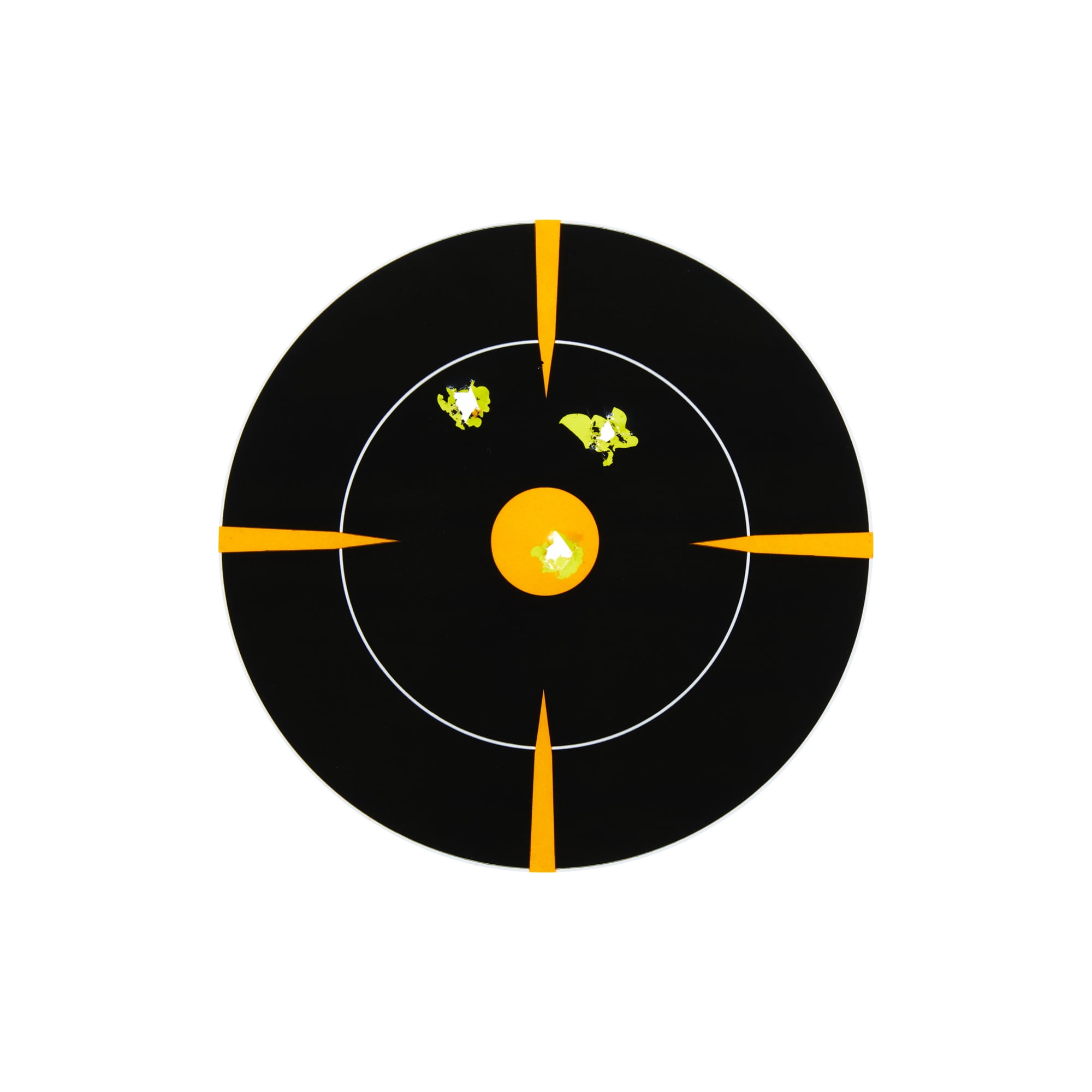 Ez Aim Adhesive Splash Reactive Paper Shooting Targets, Bullseye, 6 In Square, 12-Pack, Black & Orange