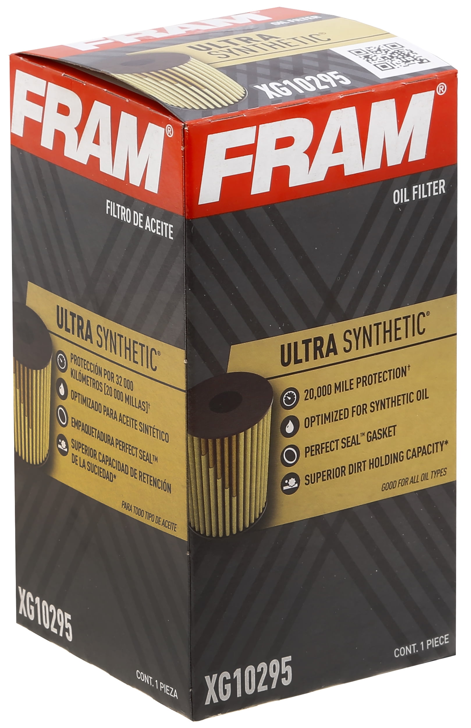 FRAM Ultra Synthetic Oil Filter, XG10295, 20K mile Replacement Filter for Select Vehicles