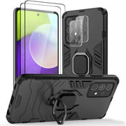 [5PCS] Jusy for Samsung Galaxy A52 4G, 5G Rugged Anti-Slip Case Cover with Rotating Kickstand & HD Screen Protectors &