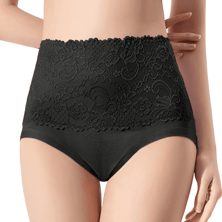 Fulorrnie Underwear for Women Plus Size High Waist Seamless Panty Cute Briefs Comfort Panties  Black  XXL