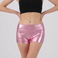 thumbnail image 2 of RYRJJ Metallic High Waisted Booty Shorts Women's Shiny Cheeky Dance Bottoms Wet Look Disco Party Club Hotpants(Pink,M), 2 of 7