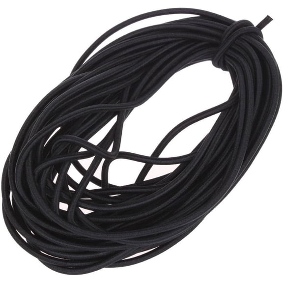 1/8-Inch (3mm) Black Heavy Stretch Round String Elastic Cord (Cut of 10 Yards)