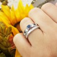 thumbnail image 4 of 1.75 Carat (ctw) 10K White Gold Princess & Round White Diamond And Blue Sapphire Ladies Bridal Engagement Ring Set 1 3/4, 4 of 4