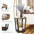 thumbnail image 4 of Patiojoy Set of 2 2-Tier Industrial Round End Table Metal Sofa Side Table with Storage Shelf Brown, 4 of 9