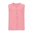thumbnail image 4 of PNTUTB Summer Women's Fashion Solid Color V Neck Button Front Casual Comfortable Loose Sleeveless Tank Top, 4 of 6