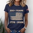 thumbnail image 4 of NMMUED 250 Years America Anniversary Flag Shirt Women 4th of July Shirts Patriotic Independence Day Short Sleeve Outfit Navy XL, 4 of 6