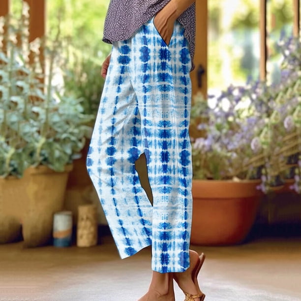 WILLBEST Pantalones Casuales para Mujer, Cintura Alta, Pierna Ancha, Elásticos, Sueltos, de Malla Hueca, Cómodos y de Moda. Grande