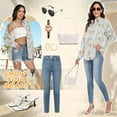 thumbnail image 5 of VDJ Womens Long Sleeve Button Down Shirts Floral Printed Fashion Tops Fall Winter Holiday Blouses Outfits Size S, 5 of 8