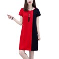 thumbnail image 1 of Robe d'Été Ample pour Femme Grande Taille à Empiècements à Manches Courtes à Col Rond, 1 of 9