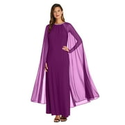 R&M Richards Women's Cape Sheath Evening Gown- Mother of The Bride Gown, 6, Mulberry