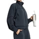 thumbnail image 2 of Chaqueta Deportiva de Larga con Solapa y Cremallera para Mujer, Ideal para Otoño e Invierno Chaqueta Holgada para Yoga Al Aire Libre Negro S, 2 of 7