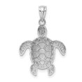 thumbnail image 4 of DewberryDiamonds 14k White Gold Diamond-cut Polished Sea Turtle Pendant (Weight : 1.03 gm Length : 24mm, Width : 17 mm), 4 of 5