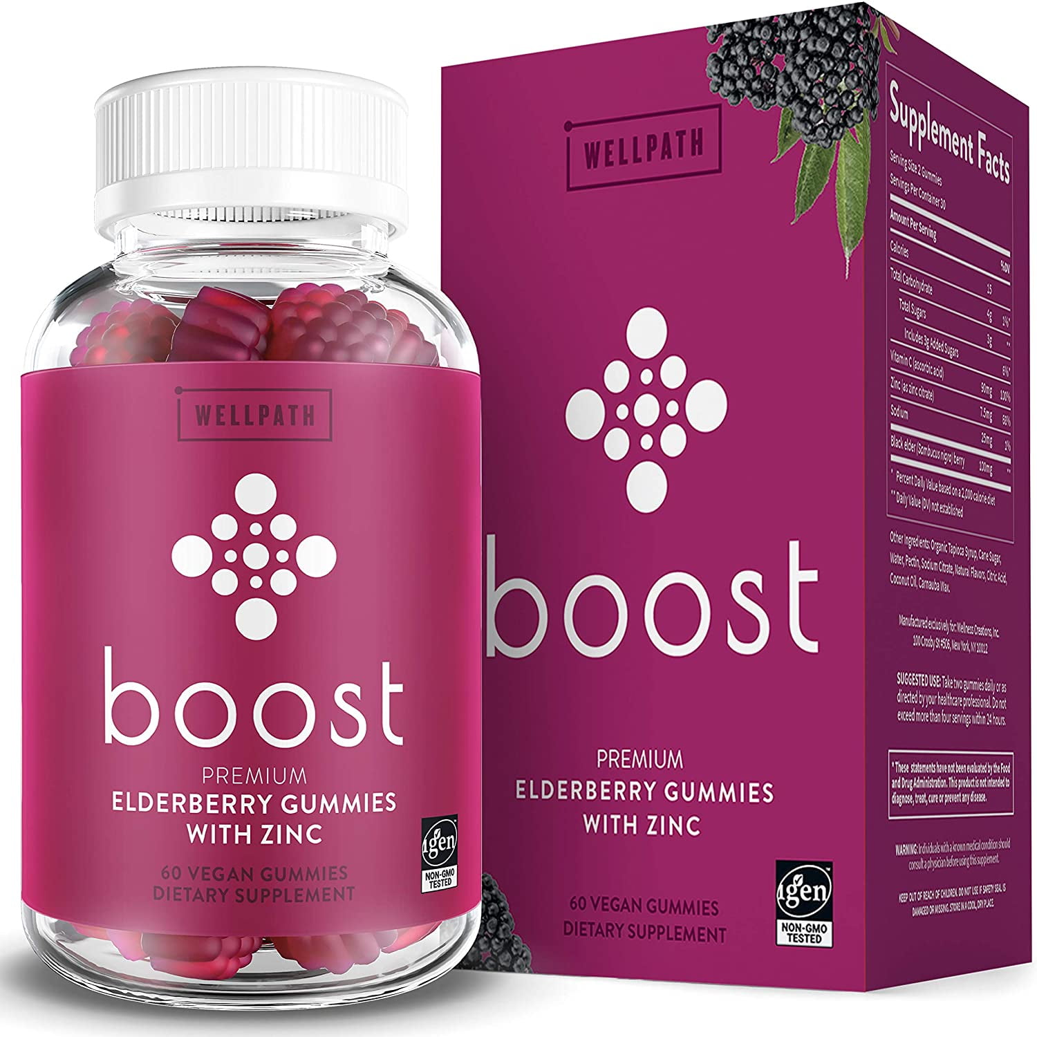 WellPath Boost Premium Elderberry Gummies for Adults & Kids 60 count