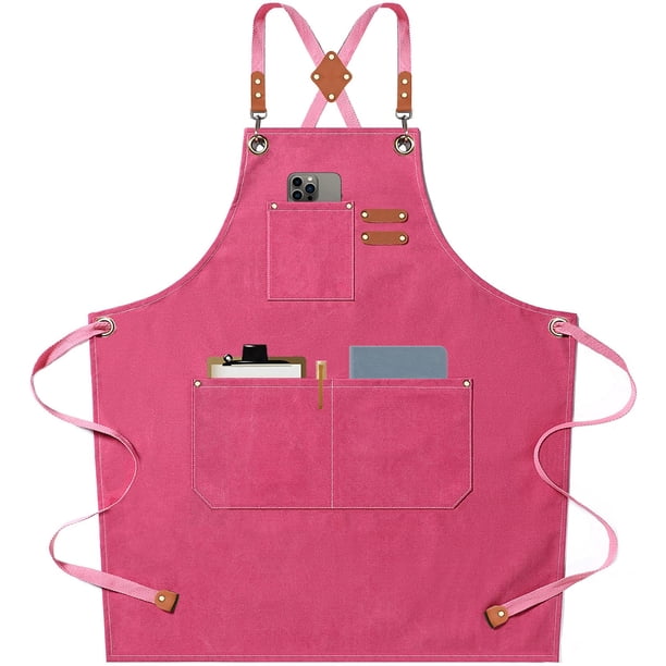 Delantal de lona Apron AFUN Chef para hombre y mujer (rosa), talla M-XXL
