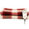 Sunbeam Sierra Red Plaid Fleece Electric Heated Throw Blanket