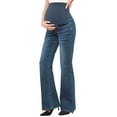 thumbnail image 2 of Spencer Women's Maternity Jeans Flare Leg Jeans Over Belly Pregnancy Denim Work Pants Maternity Clothes with Pockets, Sizes S-XXL, 2 of 12