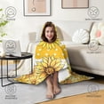 thumbnail image 4 of Wearable Blanket,Yellow Dot Sunflower Bee Pattern Hooded Wearable Sherpa Blanket for Adults & Teens,Winter Poncho Shawl Wrap Cape Thick Warm,60"x80", 4 of 5