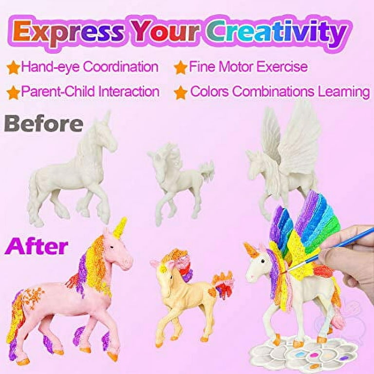 Unicorn Painting Kit for Kids, Unicorns Gifts for Girls Age 4 5 6 7 8,  Paint Your Own Unicorn Arts & Crafts Painting Kits for Kids Age 4-8,  Water-Based Unicorn Coloring Kits