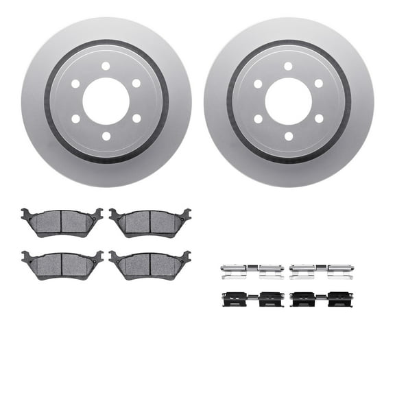 Dynamic Friction Company Rear Geospec Brake Rotors with Heavy Duty Brake Pads includes Hardware 4212-54010
