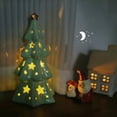 thumbnail image 5 of MXTPOV Cute Ceramic Christmas Tree, Small Christmas Tree with LED Lights, Hollow Out Design, Vintage Exquisite Christmas Decorations for Tabletop Party Home Decor, 7.08 inch, Green, 5 of 6