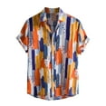 thumbnail image 2 of Awdenio Men's T-Shirts , Men Hawaiian Short Sleeve Beach Shirt Patchwork Summer Casual Button Turn-down Collar, 2 of 9