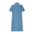 thumbnail image 5 of Wedding Guest Dress Plus Size, Women's Solid Color With Pockets Button Splicing Stand-up Collar Caregiver Dress Nurse Dress Work Midi Dress(Light Blue,M), 5 of 6
