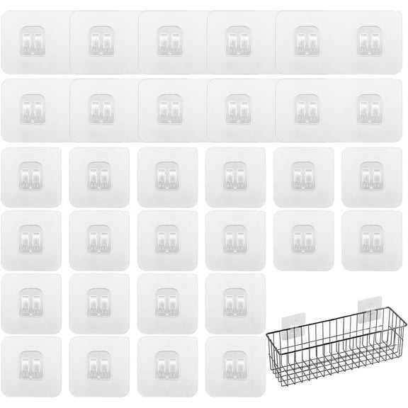 SPOKKI 30 Pcs Shower Caddy Adhesive Hooks, TSV Waterproof Adhesive Replacement Sticker, No Drilling Sticky Hanging Hook
