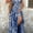 Blue, variant on Women's Floral Maxi Dress V-Neck Short Sleeve Smocked Waist Dress, High Waist Summer Fall Boho Chic Long Dress, M