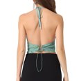 thumbnail image 3 of INSPIRE CHIC Women's Halter Glitter Cowl Neck Draped Clubwear Backless Crop Cami Tops M Light Green, 3 of 6