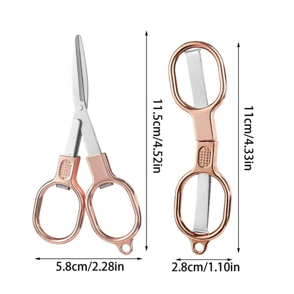Rkxzt Folding Scissors,Folding Scissors Stainless Steel Portable Mini Travel Foldable Pocket Scissors with Keychain 4.5 Inch,Shears|Stainless Steel