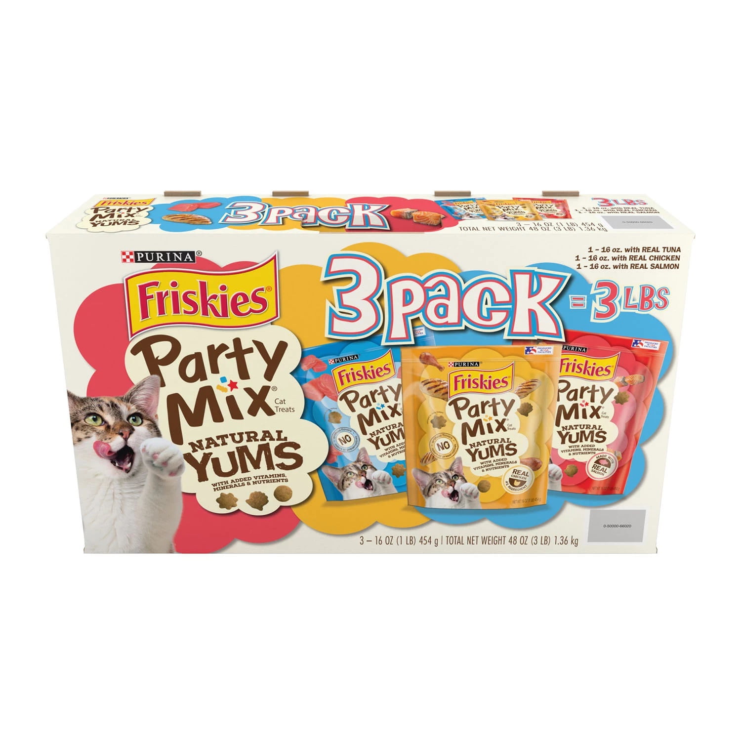 Purina Friskies Party Mix Natural Yums Cat Treats with Real Meat (48