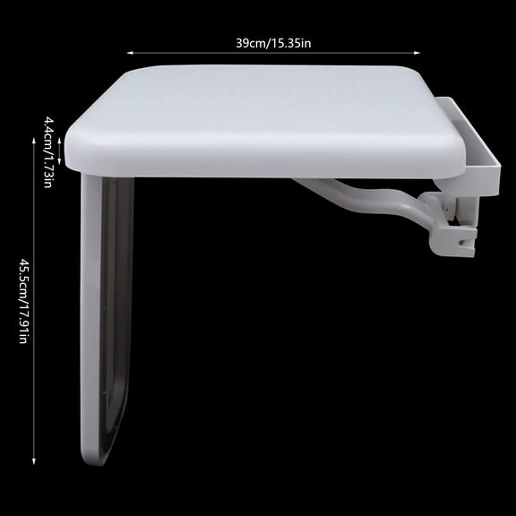 Miumaeov White Wall Mounted Folding Shower Seat, Foldable Down Bath Seat Chair, ABS Tub Seat Shower Bench, Bathroom Waterproof Stool for Kids Elderly