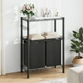thumbnail image 6 of KTENME Laundry Rack, Bamboo Tube Storage Laundry Basket with 2 Laundry Bags, Removable, 45L, Metal Frame, for Laundry Room Bathroom Living Room Bedroom, Black, 6 of 9