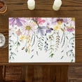 thumbnail image 2 of Spring Floral Purple Placemats Set of 6 Washable Table Mats for Kitchen Dining Table, Heat-Resistant Cotton Linen Place Mats for Indoor Outdoor Parties Holiday Decoration, Elegant Watercolor Flower, 2 of 6