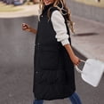 thumbnail image 5 of Gibobby Chaleco de invierno para mujer, Chaleco largo para mujer, color sólido, sin mangas, con capucha para invierno(Negro,XG), 5 of 5
