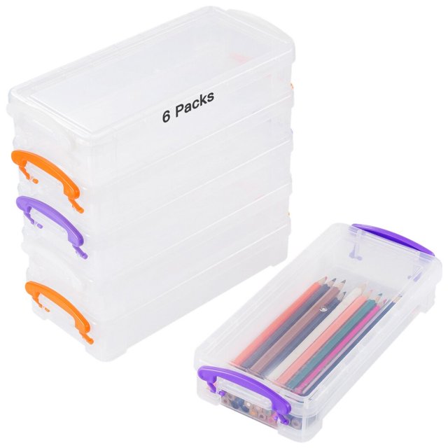 paquetes de estuches para lápices de gran capacidad, plástico transparente, apilables con tapa hermética, organizador de suministros de oficina, bolígrafos de gel, borradores, marcadores de cinta