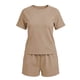 thumbnail image 5 of TaTaai Women's Short Sleeve Top and Shorts Set Round Neck Design Elastic Waist Shorts with Pockets Solid Color Casual Two Piece for Summer Daily Activities Gift, 5 of 6
