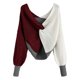 thumbnail image 1 of Suéter de mujer, elegante cuello en V, suéter de punto con bloques de color, tops cortos sexys para el invierno, 1 of 5